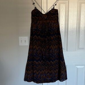 Midi Brown and Blue Zigzag Dress